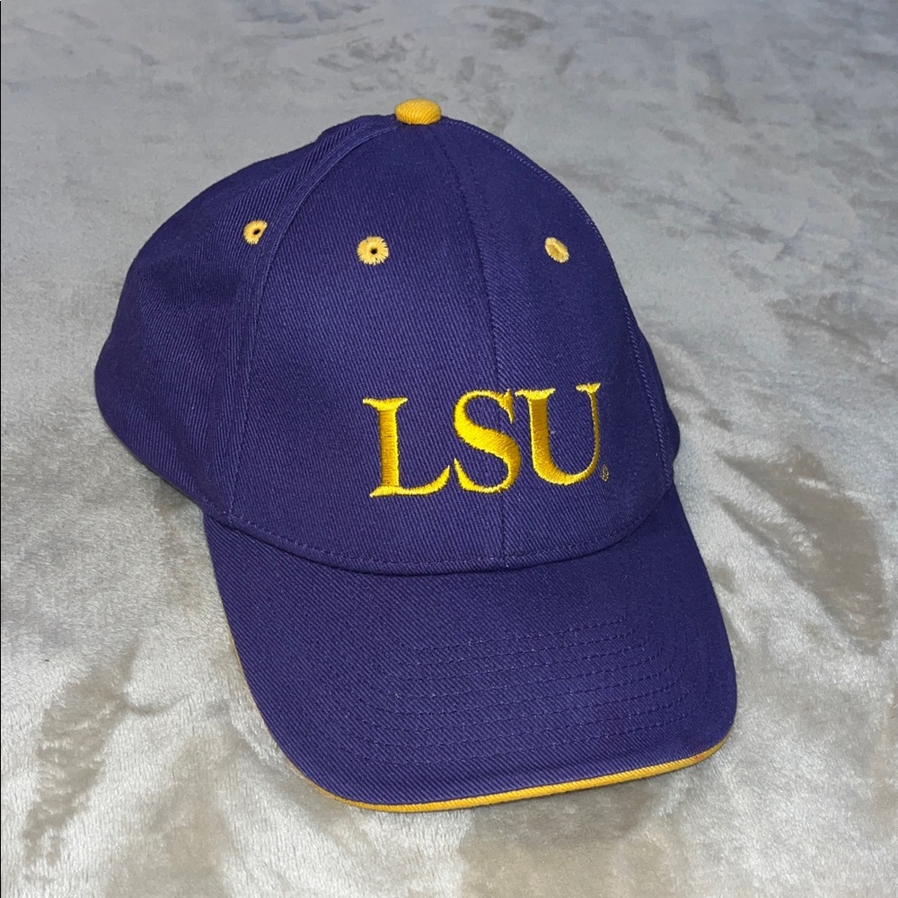 LSU TIGERS HAT SIGNATURES PURPLE GOLD CAP ADJUSTABLE